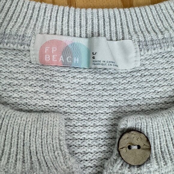 Free People Beach Hailee Heather Light Gray Waffle Knit Set Women's size Lg - Picture 8 of 14